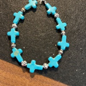 Women's aquamarine cross Bracelet One Size Blue